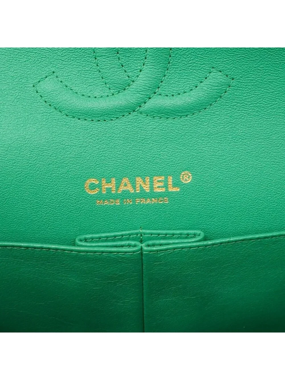 Chanel Shoulder Bag Quilted Lambskin Green Gold